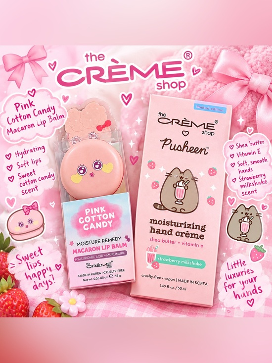 The Creme Shop Other - Crème shop Pink Cotton Candy Moisturizing Hand Crème & Lip Balm Set
